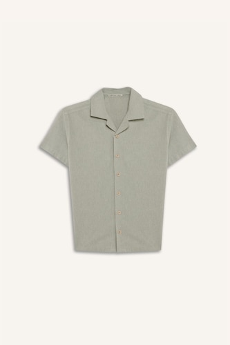 Boy Oversize Polo Neck Muslin Shirt