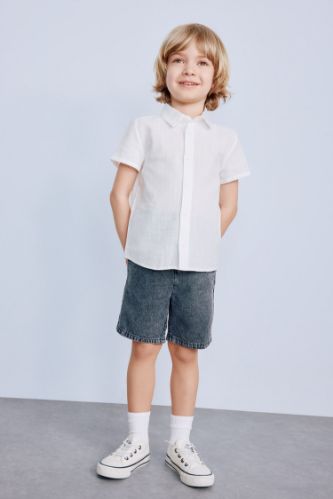 Erkek Bebek Basic Düz Esnek Belli Jean Şort