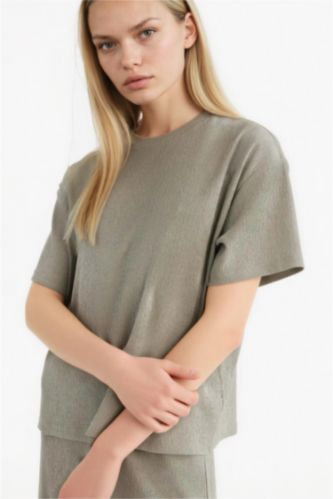 WOMAN Light Khaki Relax Fit Crew Neck Short Sleeve T-Shirt