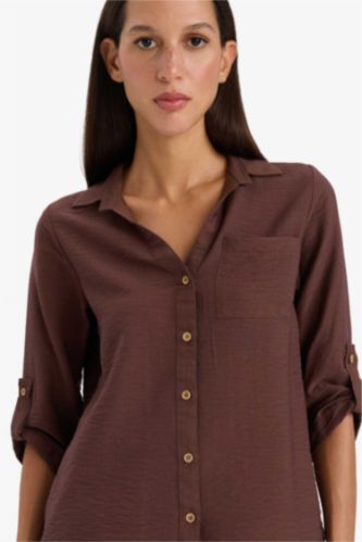 Regular Fit Shirt Collar Long Sleeve Shirt