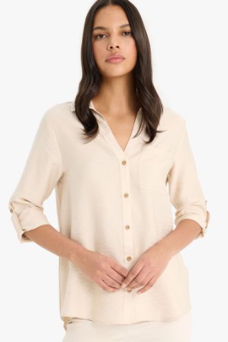 Regular Fit Shirt Collar Long Sleeve Shirt