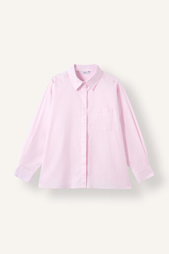 Oversize Shirt Collar Poplin Long Sleeve Shirt