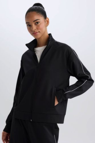 DeFactoFit Standart Fit Cepli Fermuarlı Sporcu Sweatshirt