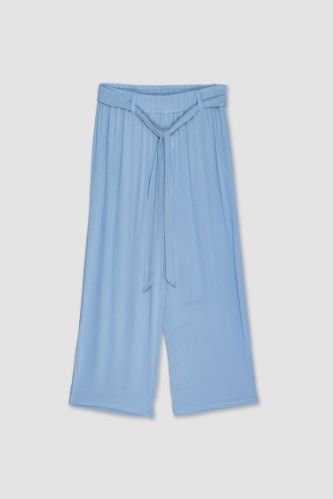 بنطلون كابري كولوت فيت بخصر مطاطي برجل عادية