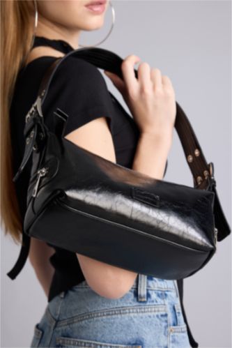 Kadın Siyah Kanvas Omuz Çantası