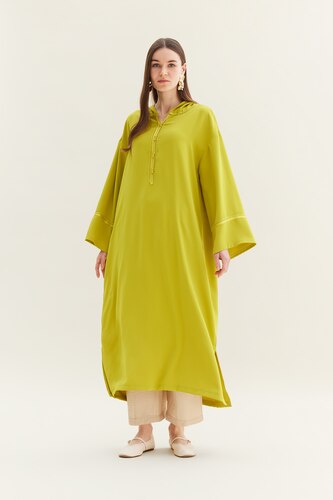 FEMME Vert Robe Tissée À Manches Longues