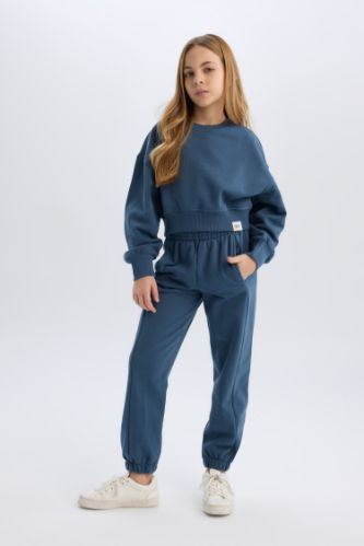 Kız Çocuk 2'li Takım Sweatshirt Beli Lastikli Eşofman Altı