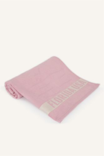 Kadın Pembe Desenli Pamuklu Plaj Havlusu