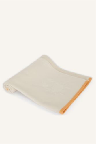 Woman Beige Woman Patterned Cotton Beach Towel