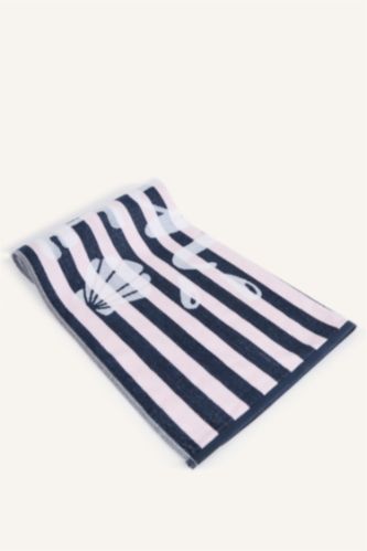 Kadın Mavi Desenli Pamuklu Plaj Havlusu