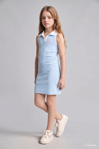 Girl Sleeveless Blue Dress