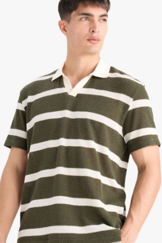Regular Fit Kısa Kollu Çizgili Polo Tişört