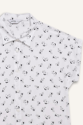 Regular Fit Shirt Collar Viscose Short Sleeve Shirt