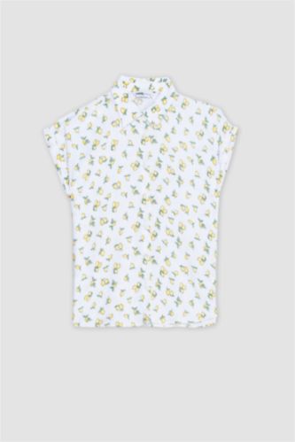 Regular Fit Shirt Collar Viscose Short Sleeve Shirt