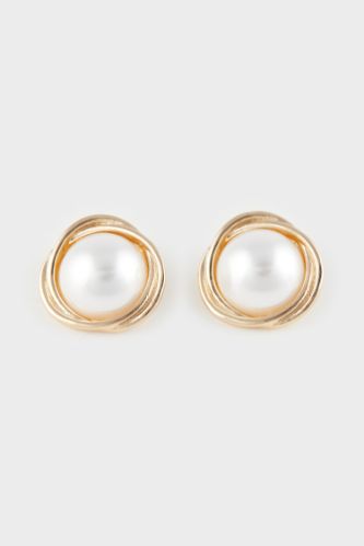 Kadın Gold Detaylı İncili Küpe