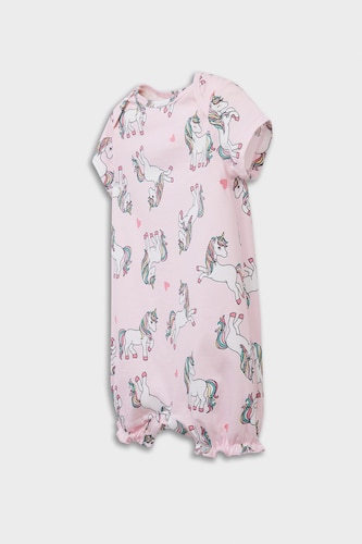 Baby Girl Newborn Unicorn Printed Cotton 2 Piece Jumpsuit