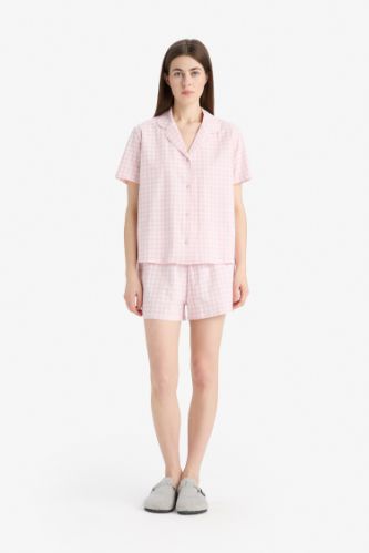 Regular Fit Pijama Takımı Kısa Kollu Pijama Üstü Esnek Belli Şort Pijama Altı-Fall in Love