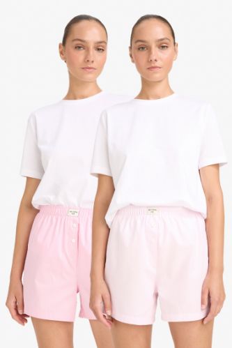 Regular Fit Beli Lastikli Poplin Şort Pijama Altı-Fall in Love