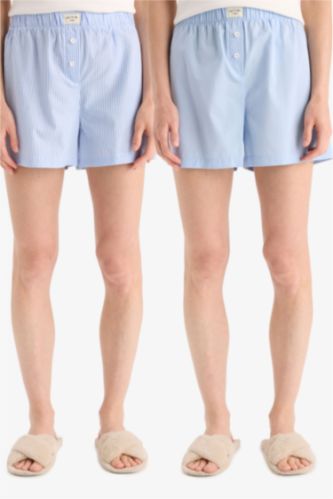 WOMAN Blue Fall in Love Regular Fit Poplin 2 Piece Shorts