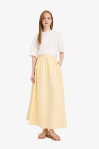 A Cut Poplin Maxi Skirt