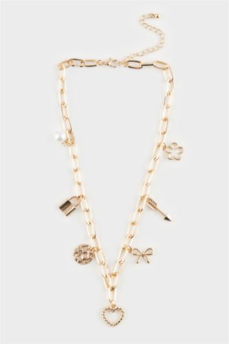 Kadın Gold Detaylı Charm Kolye