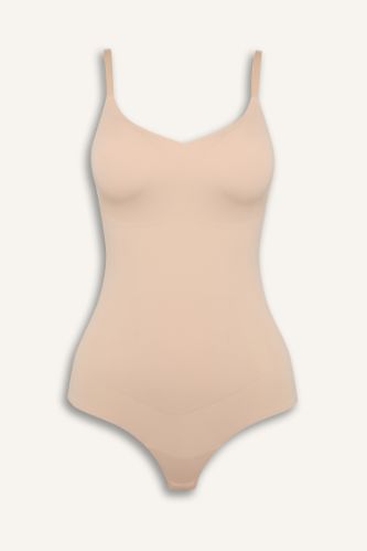 Çıkarılabilir Pedli Ten Rengi Bodysuit Korse-Fall in Love