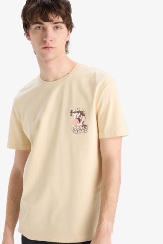 %100 Pamuk Looney Tunes Regular Fit Bisiklet Yaka Baskılı Kısa Kollu Tişört