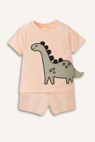 Erkek Bebek 2'li Pijama Takımı Kısa Kollu Penye Tişort Esnek Belli Şort