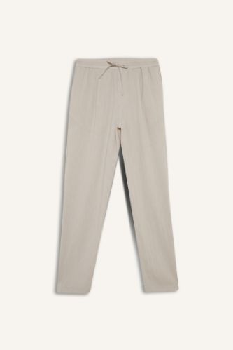 Relax Fit Kısa Paça Keten Görünümlü Pantolon