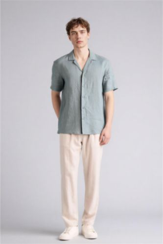 MAN Stone Relax Fit Ankle Length Linen Look Trousers