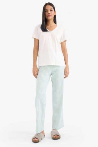 Pijama Takımı Kısa Kollu Pijama Üstü Esnek Belli Uzun Pijama Altı-Fall in Love
