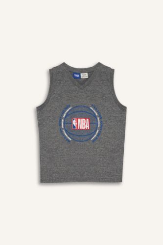 Erkek Çocuk NBA Wordmark V Yaka Atlet
