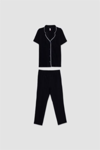 حريمي أسود طقم قصة عادية