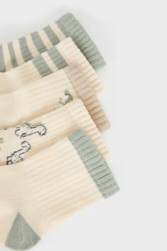 Baby Boy Non-Slip Base 5 Piece Cotton Long Socks