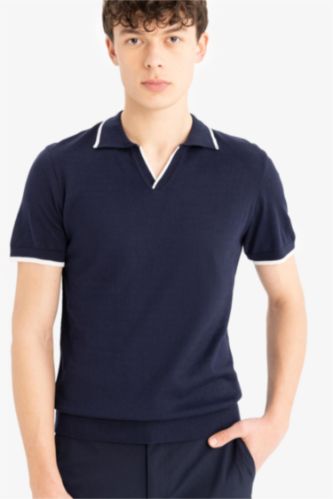 MAN NAVY Standard Fit Polo Collar Knitwear Polo T-Shirt
