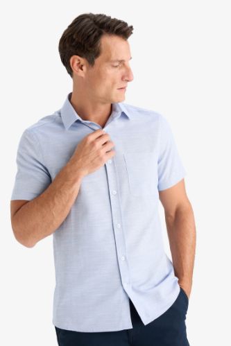 Modern Fit Yazlık Polo Yaka Basic Düz Kısa Kollu Gömlek