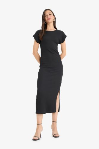 Bodycon Round Collar Sleeveless Maxi Dress