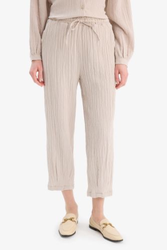 Basic Düz Cepli Müslin Harem Pantolon