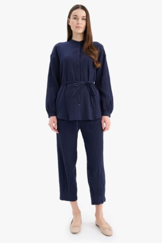 Basic Pocketed Muslin Harem Trousers