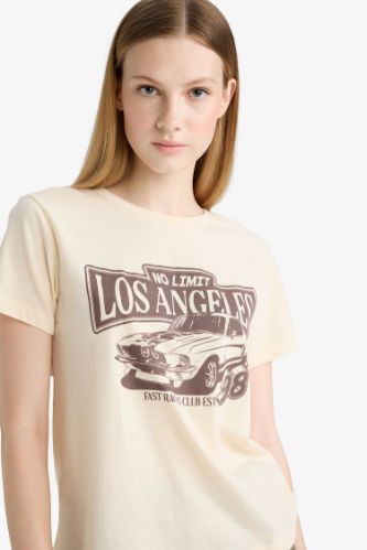 Regular Fit Crew Neck Printed Short Sleeve T-Shirt