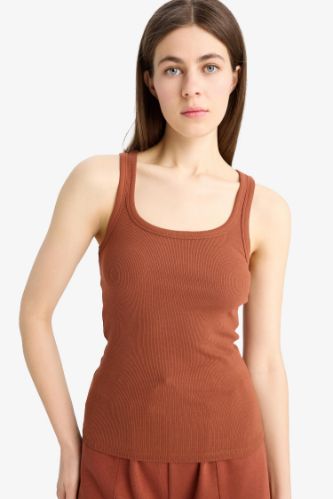 Slim Fit Dar Kesim Basic Düz Yuvarlak Yaka Fitilli Kaşkorse Atlet