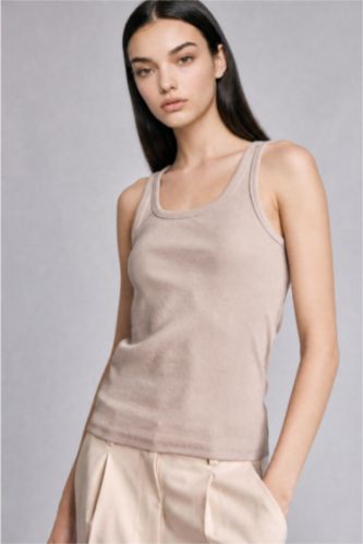 Kadın Bej Slim Fit Basic Atlet