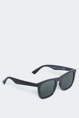 Man Round Classic Black Plastic Frame Black Lens Sunglasses