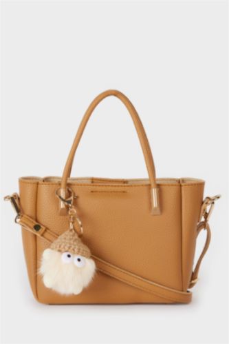 Woman Charm Detailed Faux Leather Shoulder Bag