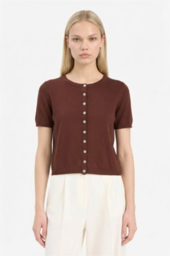 Regular Fit Bisiklet Yaka Düğmeli Kısa Kollu Hırka