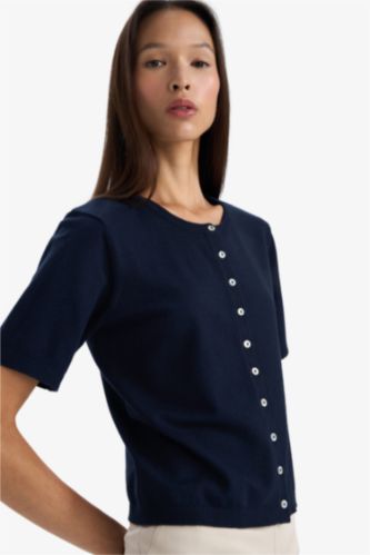 Женщины Синий Кардиган стандартного кроя для женщин