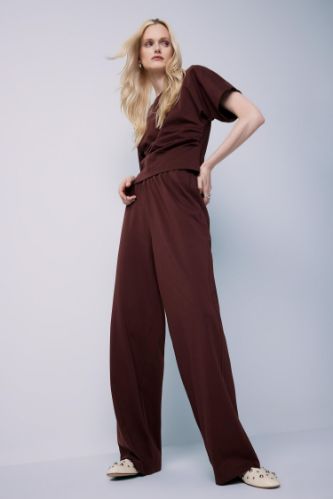 Wide Leg Basic Düz Geniş Paça Premium Pantolon