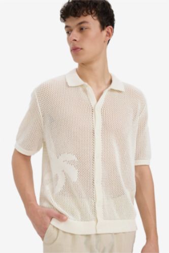 T-shirt Polo tricot oversize à manches courtes