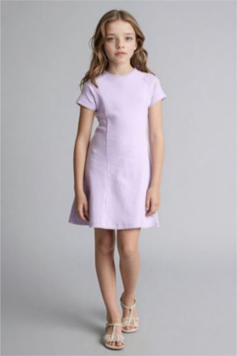 GIRLS & TEENS Lilac Girl Short Sleeve Ribbed Dress