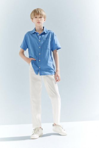 Брюки для мальчиков каррот-фит со стандартными штанинами и льняным эффектом